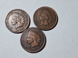 1906, 1904, 1902 Indian Head pennies 