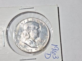 1963-D silver Franklin half dollars