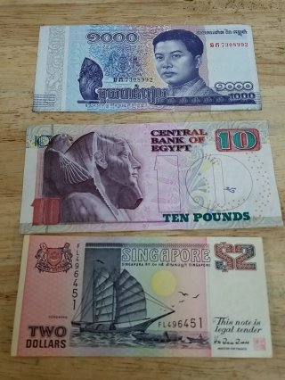 Three Foreign Banknotes