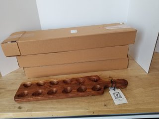 3 new wood egg holders, each 20 by 5 inch 