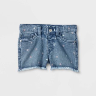 New Toddler Girls\' Heart Cutoff Jean Shorts, 3T