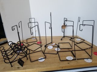 NEW metal hanger stands, tallest approx 15 inch