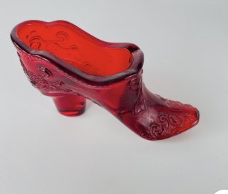 Mosser Vintage ruby red glass slipper, 5 inch