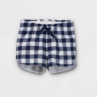 New Toddler Girls\' Gingham Woven Pull-On Sho, 4T