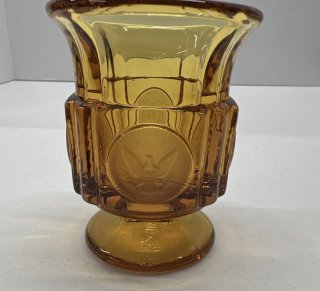 Fostoria amber glass toothpick holder, 3 1/8 inch 