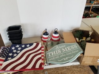 BOX with placemats, Christmas, and other 