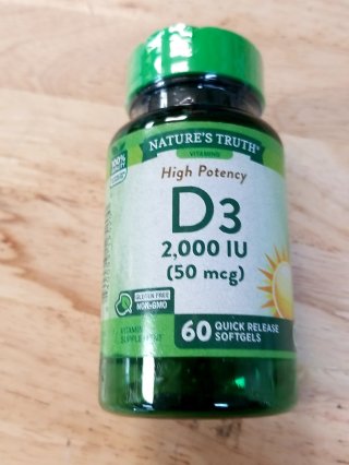 New Green Vitamin D3 Supplement Bottle, 11/2026