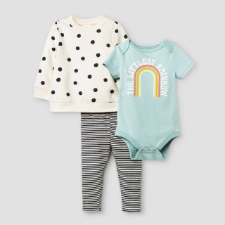 New Baby Girls\' 3pc Rainbow Sweatshirt Set -, 18M