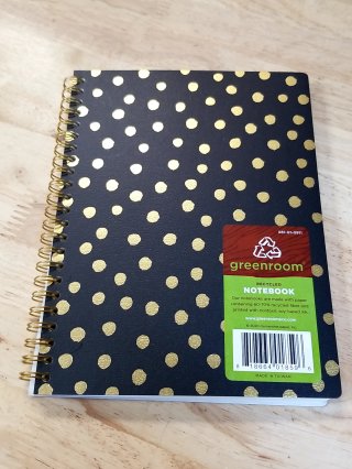 New Black Gold Polka Dot Spiral Notebook