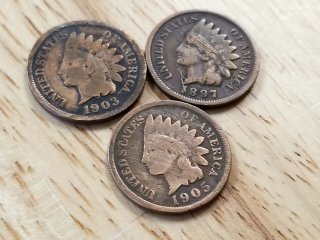 Three Indian Head Pennies