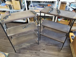METAL shelves, each approx 36 by 24 by 10 inch 