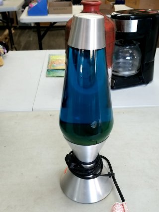 Blue Lava Lamp, Large, works, 17 in