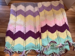 Handmade crocheted blanket with chevron pattern, 40x48