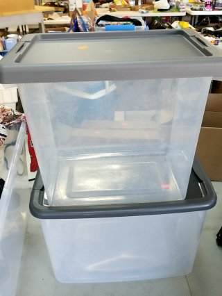 Clear Storage Bin with Gray Lid, 16x11x14 in