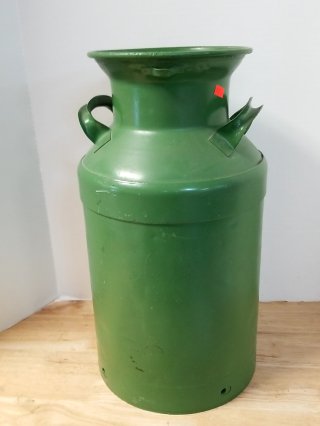 Green Metal Milk Can, Metal, 20 in