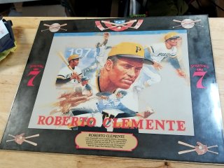 Vintage Roberto Clemente Seagram\'s 7 Poster, Glass, 16x20 in