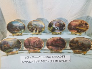 THOMAS Kincaid lamplight Village plates, mint in boxes 