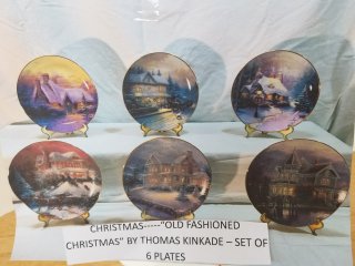 THOMAS Kincaid lamplight Village plates, mint in boxes