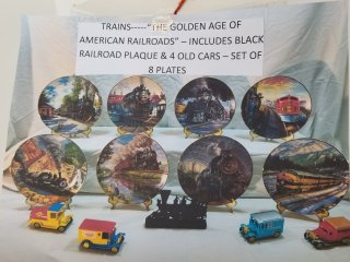 Collectible plate set, mint in boxes, includes 4 model cars