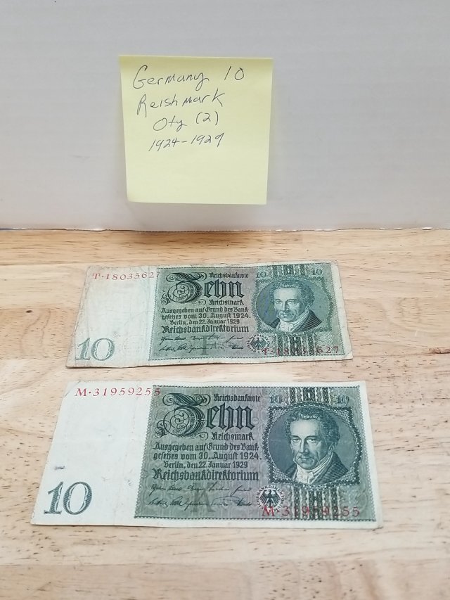 Item #295 — 1924-1929 German 10 Reichsmark Notes photo 1 of 2