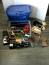 Item #328 — Tools & Hardware Lot with Bin photo 1 of 8