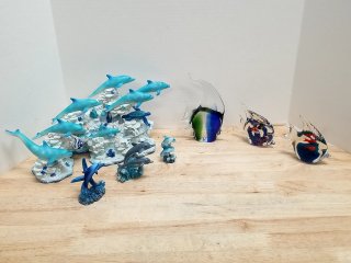 Item #75 — Glass fish and dolphin decor, tallest 7 inch photo 1 of 5