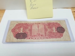 Item #297 — 1950 Mexico 1 Peso Banknote photo 2 of 2