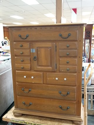 Item #231 — Vintage Oak Chest of Drawers 54 x 42 x 19 inch photo 1 of 5