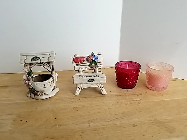 Item #195 — Miniature Well, Bench & Candle Set photo 1 of 6