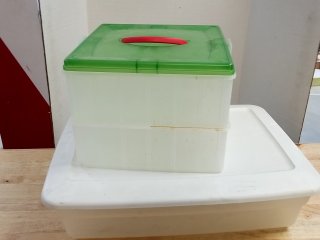 Item #335 — Plastic Storage Box with Green Lid photo 1 of 2