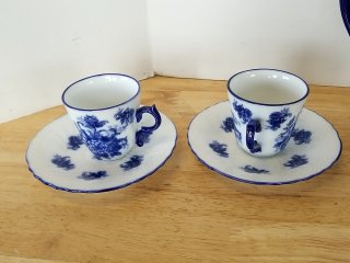 Item #253 — Blue Floral Porcelain Tea Set, tallest 8 inch, great shape photo 4 of 5