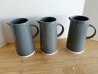 Item #507 — New Gray Ceramic Pitchers Set 11 in
