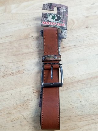 Item #314 — New Mossy Oak Camo Leather Belt 36/38 photo 1 of 2