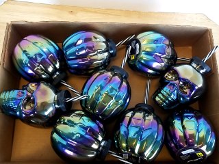 Item #262 — Iridescent Skull Cups with Straws