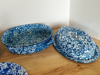 Item #250 — Blue Speckled Enamel Kitchenware Set photo 3 of 4