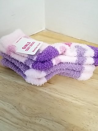 Item #173 — Girls Purple Pink Cozy Socks size 10-5.4 photo 2 of 2
