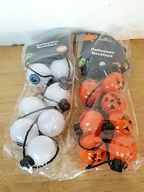 Item #340 — New Halloween Necklaces - Eyeballs & Pumpkin