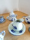 Item #157 — Blue Floral Porcelain Tea Set, tallest approx 4 inch photo 3 of 5