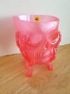 Item #70 — Pink Skull Glass Cup 10 in, exc cond