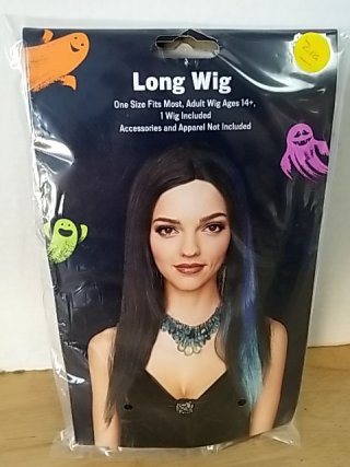 Item #219 — New Long Black & Blue Costume Wig