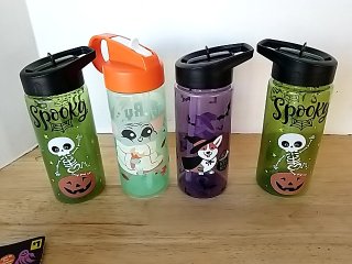 Item #350 — New Halloween Water Bottles Set Each 7 inch