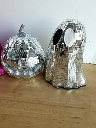 Item #324 — Disco Ball Ghost & Pumpkin Decor photo 2 of 3