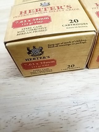 Item #53 — Herter's 7.62x39 Ammo Boxes 80 rounds, cant ship photo 2 of 3