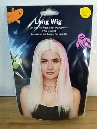 Item #167 — New Long Pink & White Costume Wig
