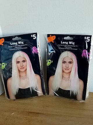 Item #314 — New Two Long Wigs with Pink Highlights