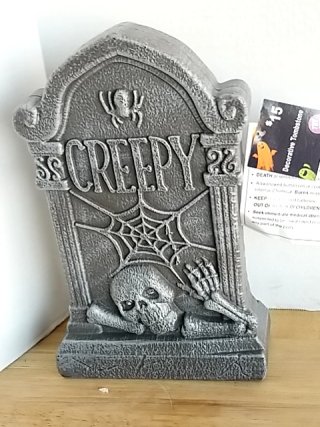 Item #313 — New Creepy Tombstone Halloween Decoration 12 inch tall photo 1 of 2