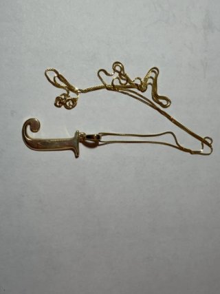 Item #154 — Marked 14kt gold pendant and chain necklace