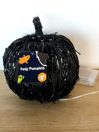 Item #329 — New Black Twig Pumpkin Light 7 inch