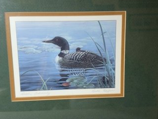 Item #101 — Loon Family framed print, signed by Luke Raffin, 16x14 inch photo 2 of 5