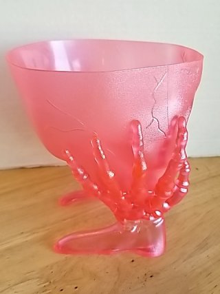 Item #70 — Pink Skull Glass Cup 10 in, exc cond photo 2 of 2
